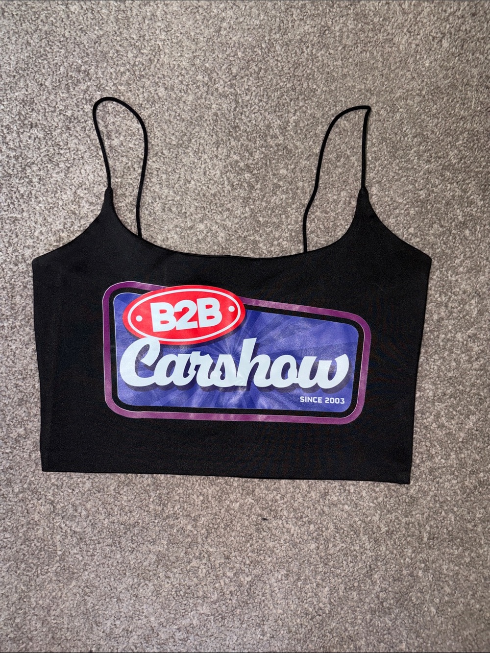 Black Graphic Crop Tank Top